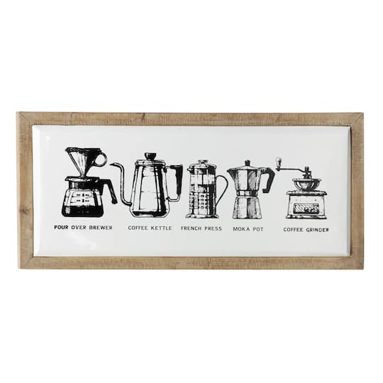 White Vintage Coffee Sign Wood Wall D&#xE9;cor